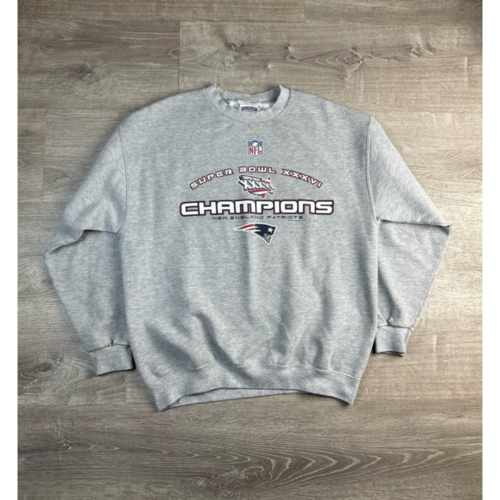 Vintage NE Patriots Crewneck Large Gray